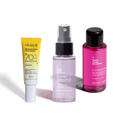 Imagem do produto Combo Mini Skincare: Protetor Solar Facial FPS 70 10ml  + Bruma Facial Fixadora 30ml + Óleo de Limpeza Facial 30ml