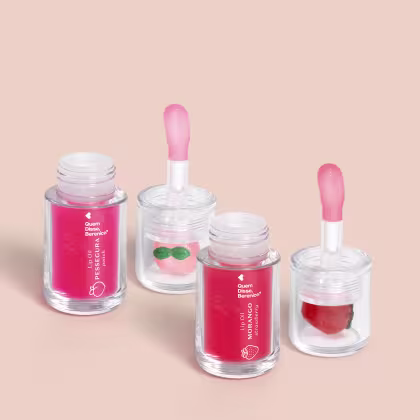 Imagem do produto Combo Lip Oil Cuide-se Bem: Vermelho Morango 3,5ml + Rosa Fúcsia Pessegura 3,5ml