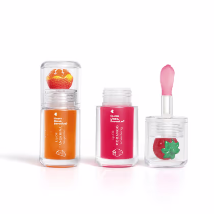 Imagem do produto Combo Lip Oil Quem Disse Berenice? Cuide-se Bem: Vermelho Morango 3,5ml + Coral Tangerina 3,5ml