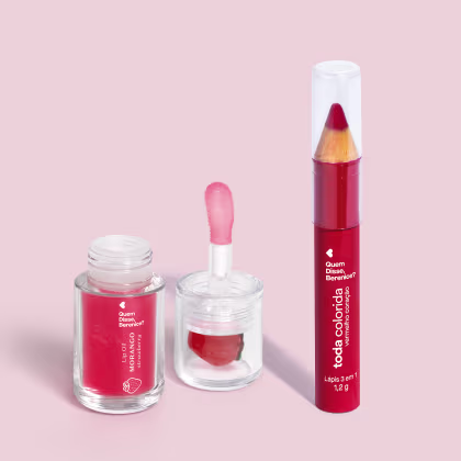 Imagem do produto Combo Vermelho: Lip Oil Cuide-se Bem Morango 3,5ml + Lápis Multifuncional 3 Em 1 Toda Colorida 1,2g
