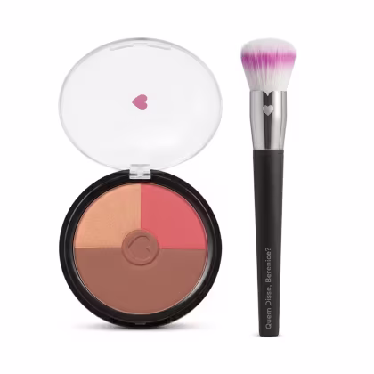 Imagem do produto Combo Efeito Bronzer: Pó Compacto Facial Napolitano 18g + Pincel Super Funcional