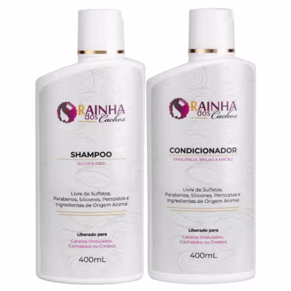 Imagem do produto Combo Shampoo 400ml + Condicionador 400ml Rainha dos Cachos