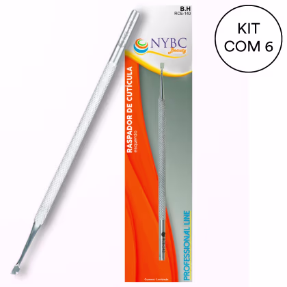 Kit NYBC Beauty Raspador de Cutícula Aço Inox Sexteto, 6 unidades.