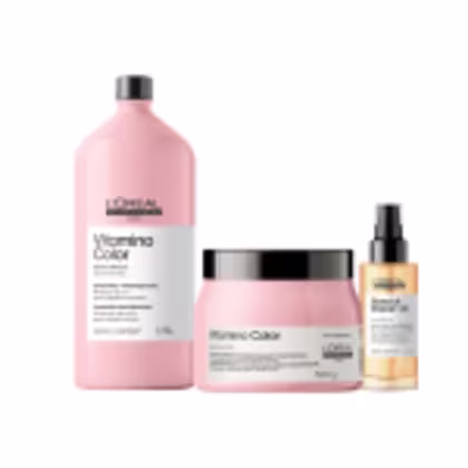 Imagem do produto Kit L'Oréal Professionnel - Shampoo 1,5L , Máscara 500g Vitamino Color + Óleo 90ml Absolut Repair Gold