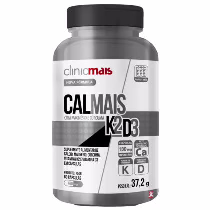 Imagem do produto CALMAIS CÁLCIO + MAGNÉSIO + K2 + D3 + CURCUMA 60 CAPSULAS - CLINICMAIS