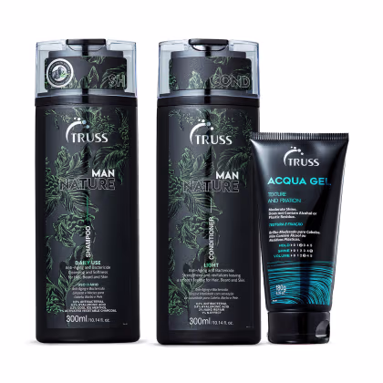 Imagem do produto Combo Man Nature e Aqua Gel: Shampoo 300ml + Condicionador 300ml + Acqua Gel 180g