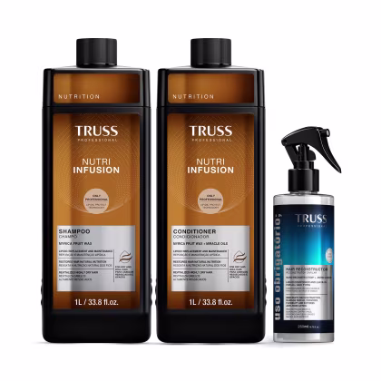 Combo Truss Shampoo Nutri Infusion 1l + Condicionador Nutri Infusion 1l + Spray Uso Obrigatório; 260ml