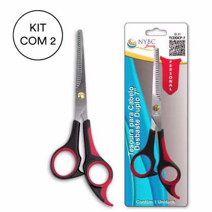 Kit NYBC Beauty Tesoura para Cabelo Desbaste Duplo 7'', 2 Produtos.