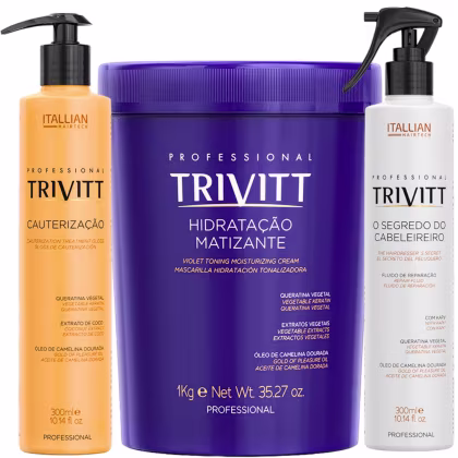 Imagem do produto KIT HIDRATAÇÃO INTENSIVA MATIZANTE 1KG CAUTERIZAÇÃO E SEGREDO DO CABELEIREIRO TRIVITT