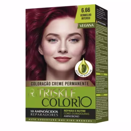 Imagem do produto TRISKLE TINTA KIT COLOR10 COR:6.66 LOURO ESCURO VERMELHO INTENSO