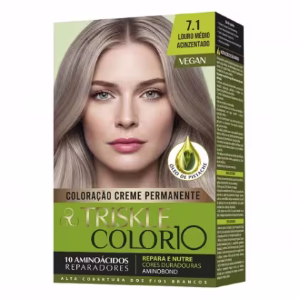 Imagem do produto TRISKLE TINTA KIT COLOR10 COR:7.1 LOURO MEDIO ACINZENTADO