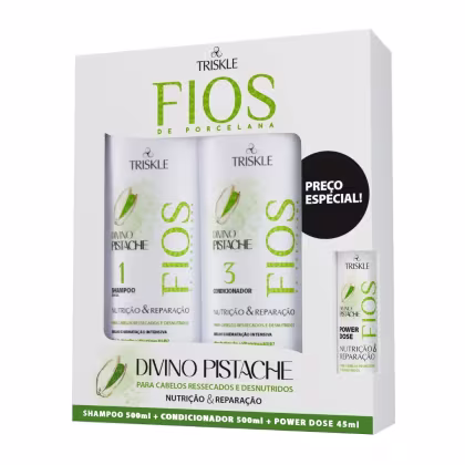 Imagem do produto TRISKLE FIOS DE PORCELANA PISTACHE KIT 3 PRODUTOS