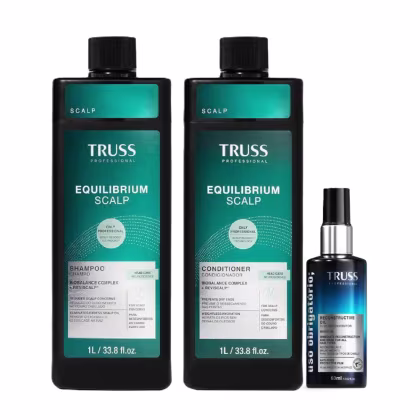 Kit TRUSS Equilibrium Scalp + Uso Obrigatório Trio Care, 3 produtos.