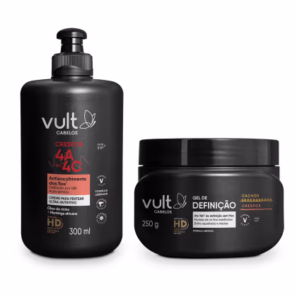 Imagem do produto Combo Finalização Vult Cabelos Cachos e Crespos: Creme Para Pentear 300ml + Gel de Definição 250g