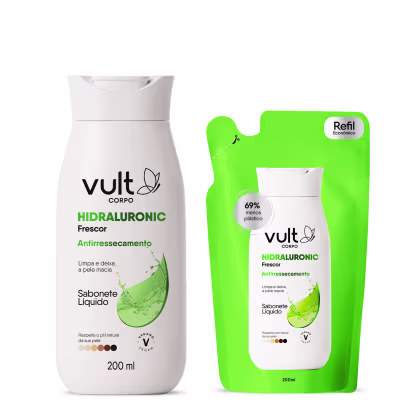 Imagem do produto Combo Vult Corpo: Sabonete Líquido Antiressecamento Hidraluronic Frescor 200ml + Refil 200ml
