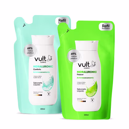 Imagem do produto Combo Refil Sabonete Líquido Vult Corpo Hidraluronic: Frescor 200ml + Conforto 200ml