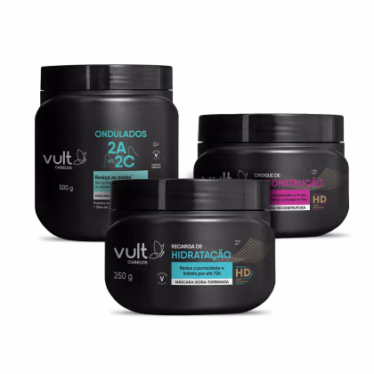 Imagem do produto Kit Vult Cabelos Hidratação Reconstrução Ondulados 2A 2C (3 Produtos)