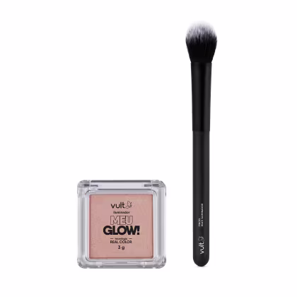 Imagem do produto Combo Make Vult: Iluminador em Pó Champagne 3g + Pincel Multi Iluminador