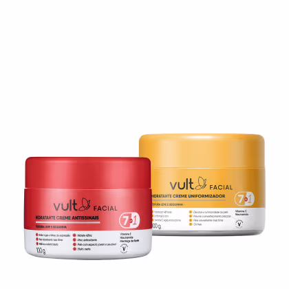 Imagem do produto Combo Vult Facial: Hidratante Creme Uniformizador Facial 100g + Creme Hidratante Antissinais 7 em 1 100g