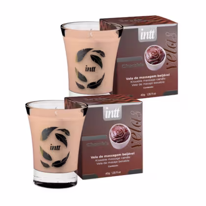 Imagem do produto Óleo Sensual Beijável Vela Sabor Chocolate Intt 40g Massagem Sensual - 2un