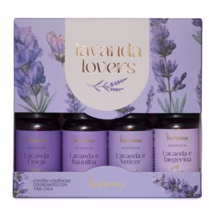 Imagem do produto Kit 4 Essências Aromatizantes Lavanda Lovers Via Aroma 10ml