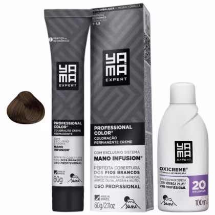 Imagem do produto Kit Coloração Yama Nano Infusion Profissional 7.0 Louro Medio + Ox Cremosa 20vol 100