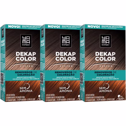 Imagem do produto Kit 3 DekapColor Yama Removedor De Coloração Capilar Cabelo Profissional Sem Amonia 300m