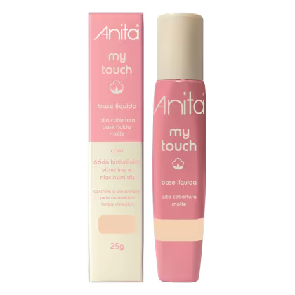 Imagem do produto Base Líquida My Touch Fluída com Niacinamida Anita Cosméticos 25g - Cor 1