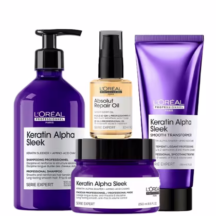 Imagem do produto Quarteto L'Oréal Professionnel Keratin Alpha Sleek Intense Treatment Salon (4 Produtos)