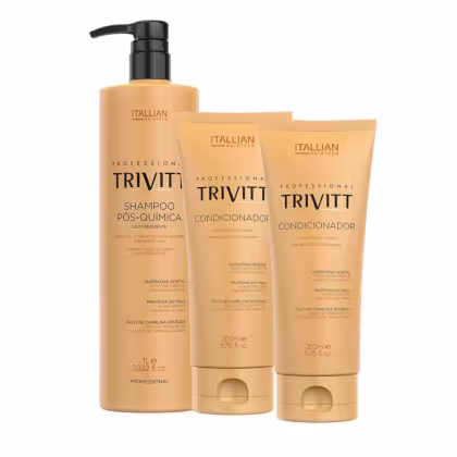 Imagem do produto Trivitt Kit Shampoo Profissional Pós Quimica 1Lt + 2 Condicionador Hidratante 200ml