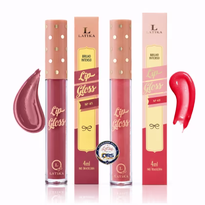 Imagem do produto Kit 2 Gloss Labial Latika Lip Hidratante 41+48 Nude Rosê Elegante