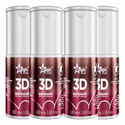 Imagem do produto Kit Com 4 Matizador 3d Morena Iluminada Avelã Magic Color - 100ml