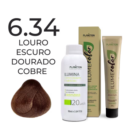 Imagem do produto KIT ILUME COLOR PLANCTON -  6.34 LOURO ESCURO DOURADO COBRE  + ILUMINA OX 20V - 90ML