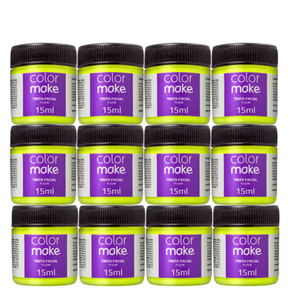 Imagem do produto Kit Colormake Fluorescente Amarelo - Tinta Líquida 12x15ml