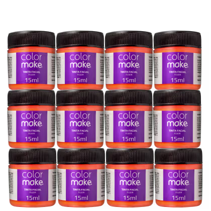 Imagem do produto Kit Colormake Fluorescente Laranja - Tinta Líquida 12x15ml