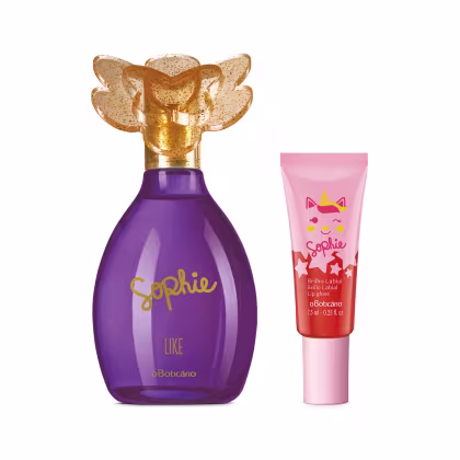 Imagem do produto Conjunto Petit Sophie Like o Boticário - Colônia Infantil 100ml + Brilho Labial Morango 7,5ml