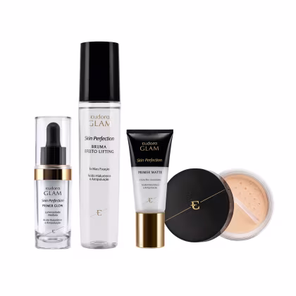 Imagem do produto Kit Skin Perfection Pele Branca Pó Solto + Primer Matte + Primer Glow + Bruma Fixadora