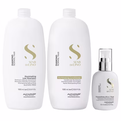 Imagem do produto Kit Alfaparf Semi Di Lino Diamond - Shampoo 1L + Condicionador 1L + Fluído 125ml