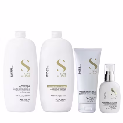 Imagem do produto Kit Alfaparf Semi Di Lino Diamond - Shampoo 1L + Condicionador 1L + Leave in 200ml + Fluído 125ml