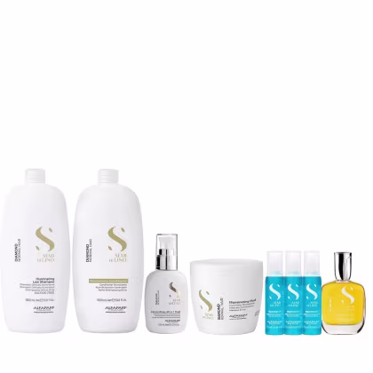 Imagem do produto Kit Alfaparf SDL Diamond- Shampoo 1L + Condicionador 1L + Mascara 500ml + Cristalli 50ml + Fluido 125ml + 3x Ampola 13ml
