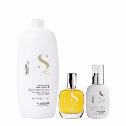 Imagem do produto Kit Alfaparf Semi Di Lino Diamond - Shampoo 1L + Fluído 125ml + Cristalli 50ml