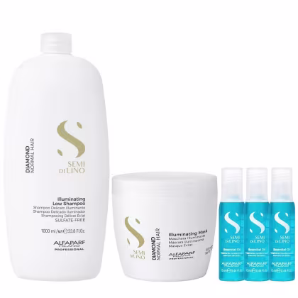 Imagem do produto Kit Alfaparf Semi Di Lino Diamond - Shampoo 1L + Máscara 500ml + 3x Ampola 13ml