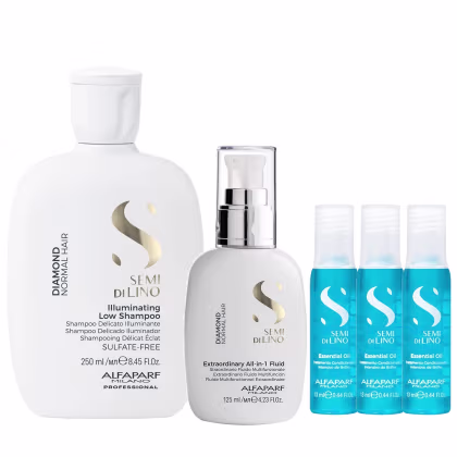 Imagem do produto Kit Alfaparf Semi Di Lino Diamond - Shampoo 250ml + Fluído 125ml + 3x Ampola 13ml