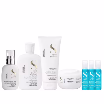 Imagem do produto Kit Alfaparf Semi Di Lino Diamond - Shampoo 250ml + Condicionador 200ml + Máscara 200ml + Fluído 125ml + 3x Ampola 13ml