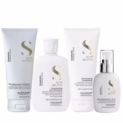 Imagem do produto Kit Alfaparf Semi Di Lino Diamond - Shampoo 250ml + Condicionador 200ml + Leave in 200ml + Fluído 125ml