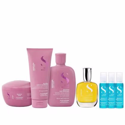 Imagem do produto Kit Alfaparf Semi di Lino Moisture - Shampoo 250ml + Leave in 200ml + Máscara 200ml + Cristalli 50ml + 3x Ampola 13ml
