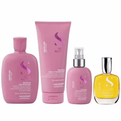 Imagem do produto Kit Alfaparf Semi Di Lino Moisture -  Shampoo 250ml + Leave in Condicionador 200ml + Fluído 125ml + Cristalli 50ml