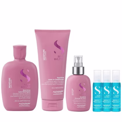 Imagem do produto Kit Alfaparf Semi Di Lino Moisture -  Shampoo 250ml + Leave in Condicionador 200ml + Fluído 125ml + 3x Ampola 13ml