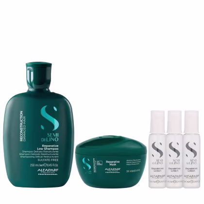 Imagem do produto Kit Alfaparf Semi Di Lino Reconstruction - Shampoo 250ml + Máscara 200ml + 3x Ampola 13ml