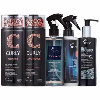 Imagem do produto Kit Truss Curly - Shampoo 300ml + Condicionador 300ml + Frizz Zero 260ml + Uso Obrigatório 260ml + Hair Protector 250ml